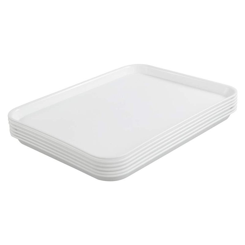 DynkoNA Fast Food Trays, Plastic Serving Tray, White, Set of 6 - Image 1